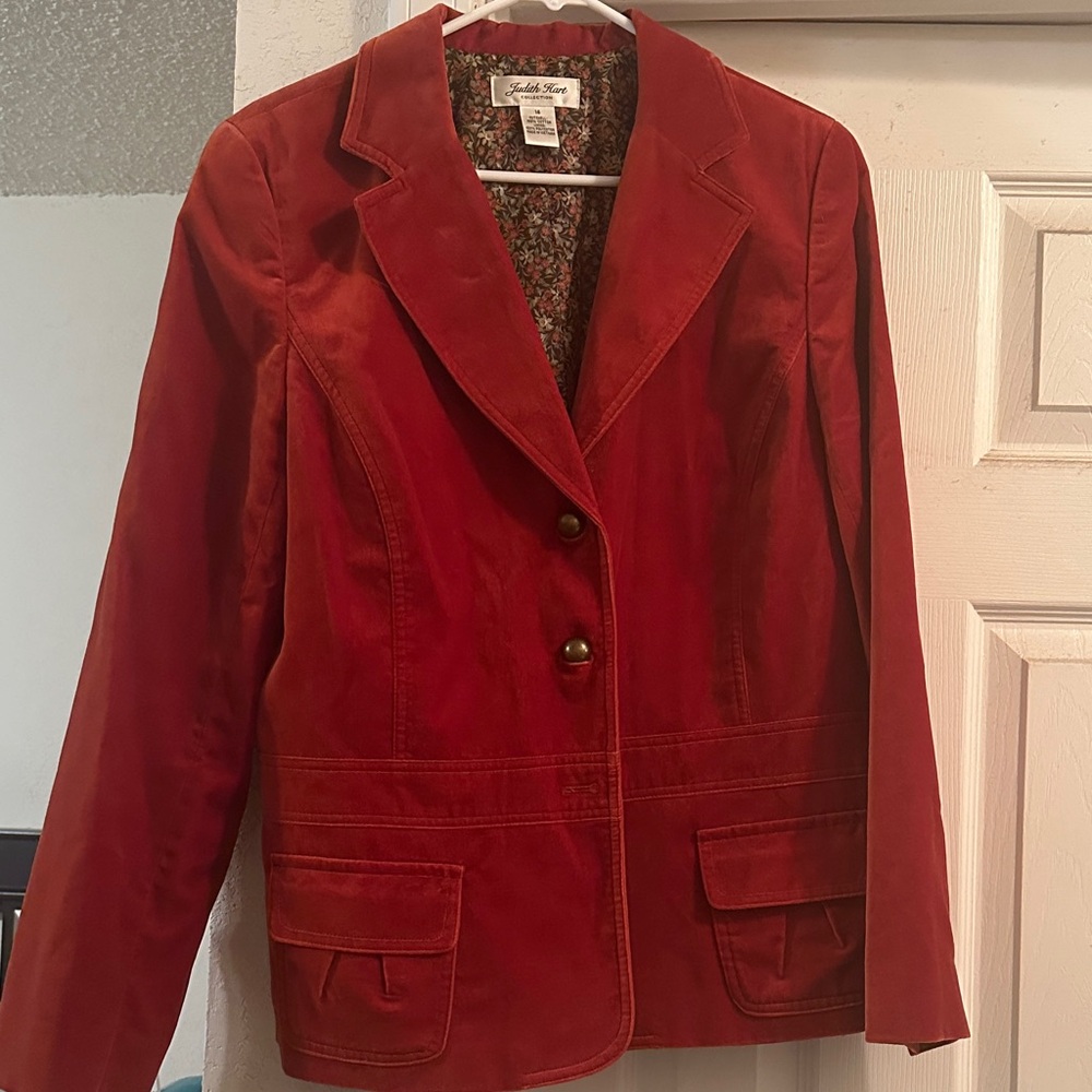 Burnt Orange Velvet Jacket- size 14